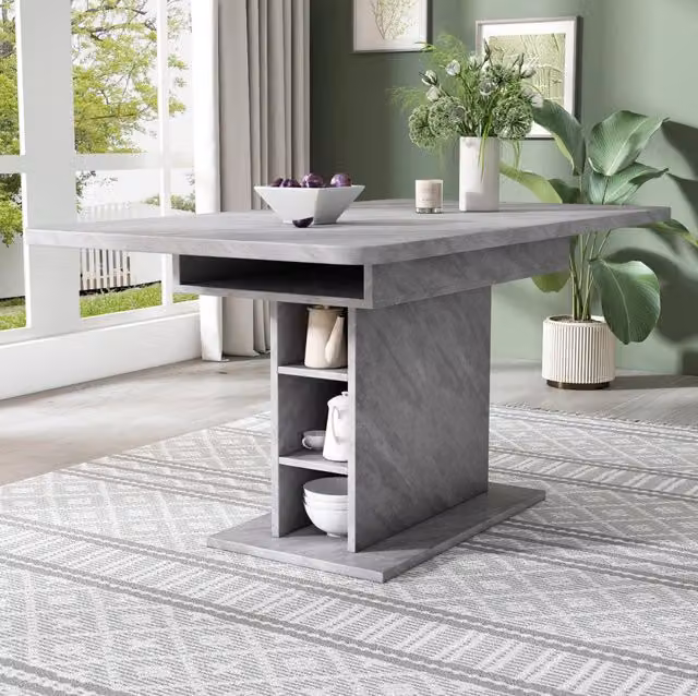 Tavolo da pranzo allungabile 130x70x75 cm grigio con vano portaoggetti integrato