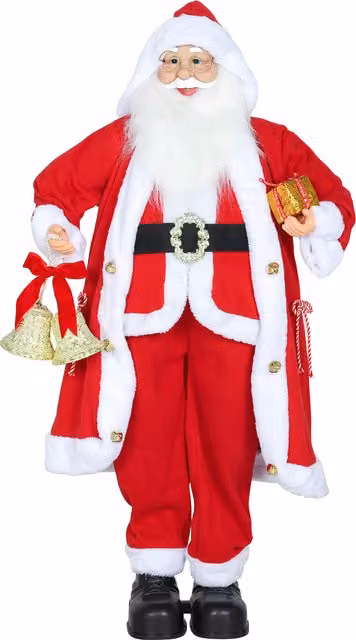 HOMCOM Babbo Natale in piedi con regalo e campane di Natale, alto 1,15 m, da interno, Rosso   Aosom Italy