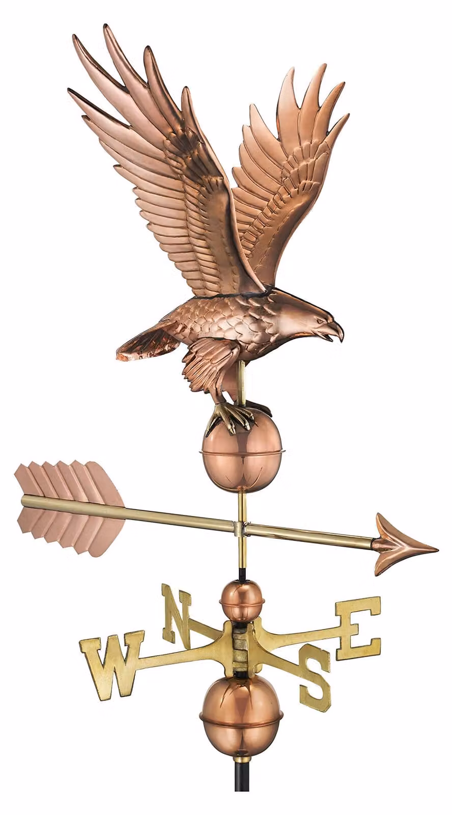 Bandiera con l'aquila della libertà, in ottone massiccio, alta 41 cm