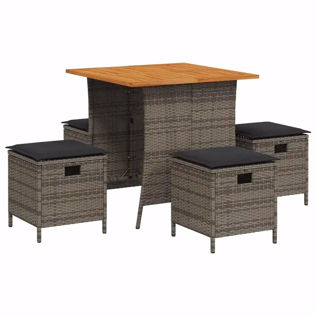 Set da pranzo da giardino vidaXL in legno di acacia e polyrattan grigio antracite con tavolo quadrato – 2
