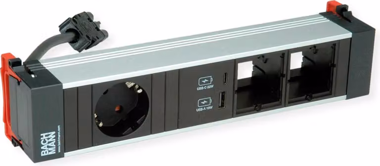 BACHMANN POWER FRAME Medium 1x CEE7/7 2xCM 1x caricatore USB