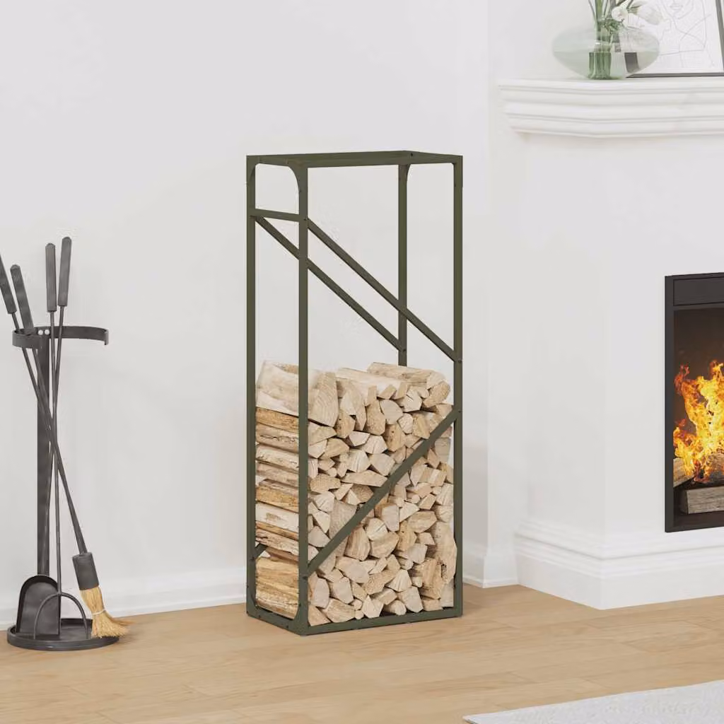 Rastrelliera per legna da ardere vidaXL Verde Oliva L 40 cm x P 25 cm x H 100 cm