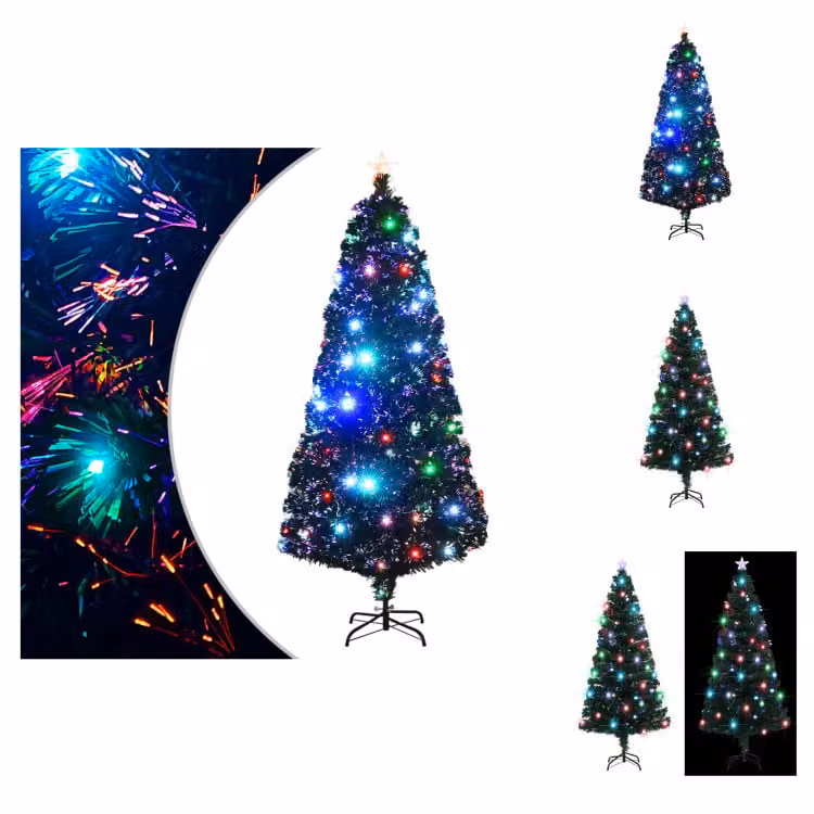 albero di Natale vidaXL con illuminazione e supporto 180 cm in vetroresina - Alberi di Natale