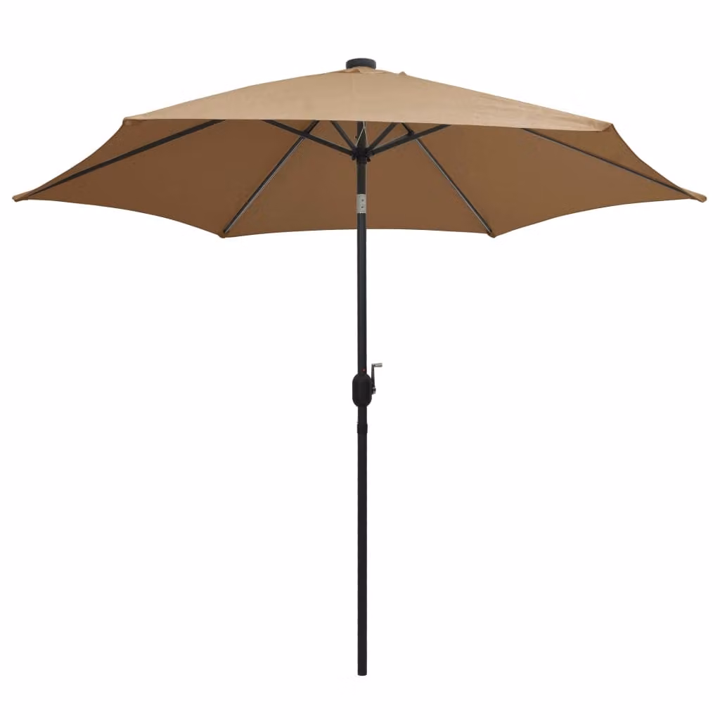 vidaXL Ombrellone con illuminazione a LED e palo in alluminio 300 cm Taupe