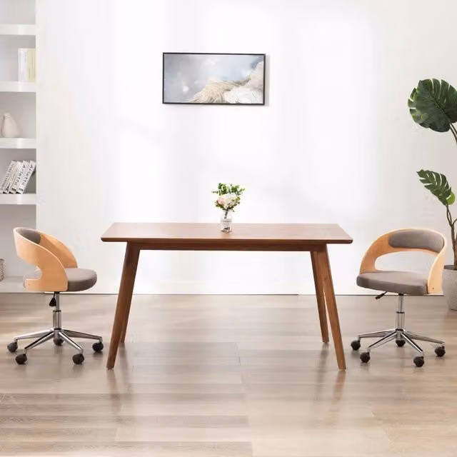 Sedia da Ufficio Girevole Talpa MERCATOXL in Legno e Tessuto Grigio per Home Office – 1