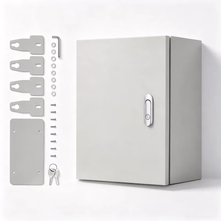 Armadio elettrico in acciaio – Contenitore a parete 30x25x15 cm – Grado di protezione NEMA 4X IP67 – Impermeabile e antipolvere – Contenitore in metallo con serratura e 2 chiavi – Adatto per interni ed esterni