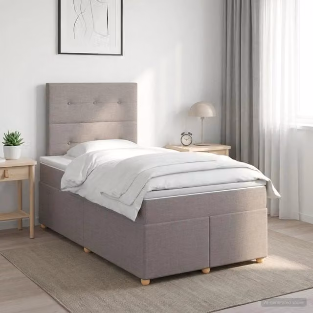 Letto box spring con materasso Tortora 120 x 190 cm Tessuto 3453841