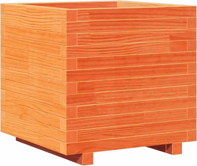 Fioriera in legno massello di pino marrone per giardino e piante ornamentali L/P/H: 50 x 50 x 49,5 cm