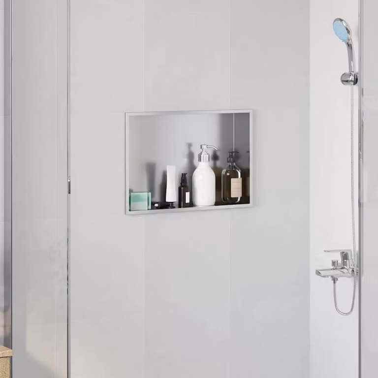 Nicchia per doccia vidaXL in acciaio inox color argento L: 45 cm, P: 30 cm, H: 9,5 cm