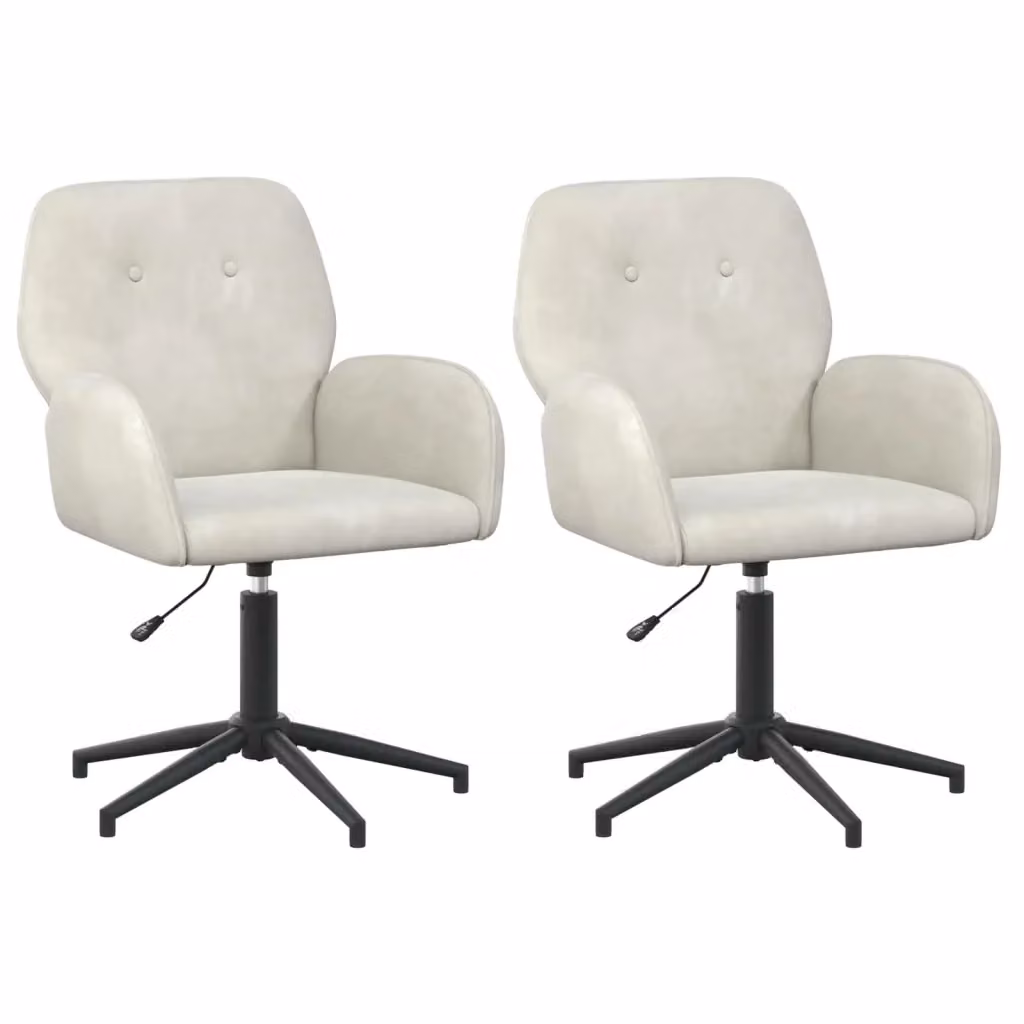 Set di 2 sedie da scrivania girevoli vidaXL in velluto beige con braccioli e ruote, L/P/H: 54 x 55 x 90 cm – 2