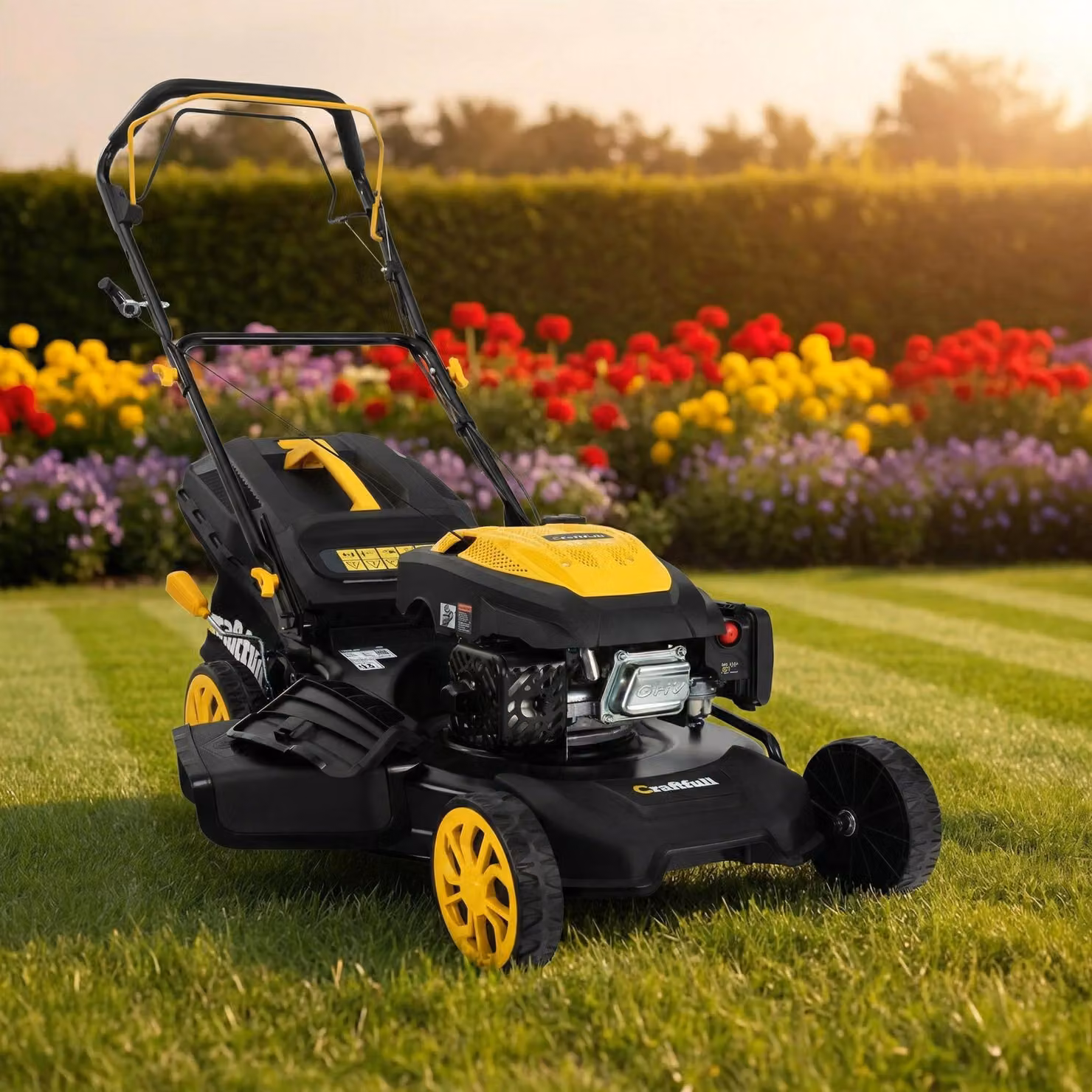 Rasaerba a benzina Craftfull Premium CR-196-30 | semovente - larghezza di taglio 53 cm - 4 in 1 - taglio - mulching - scarico posteriore e laterale - pieghevole