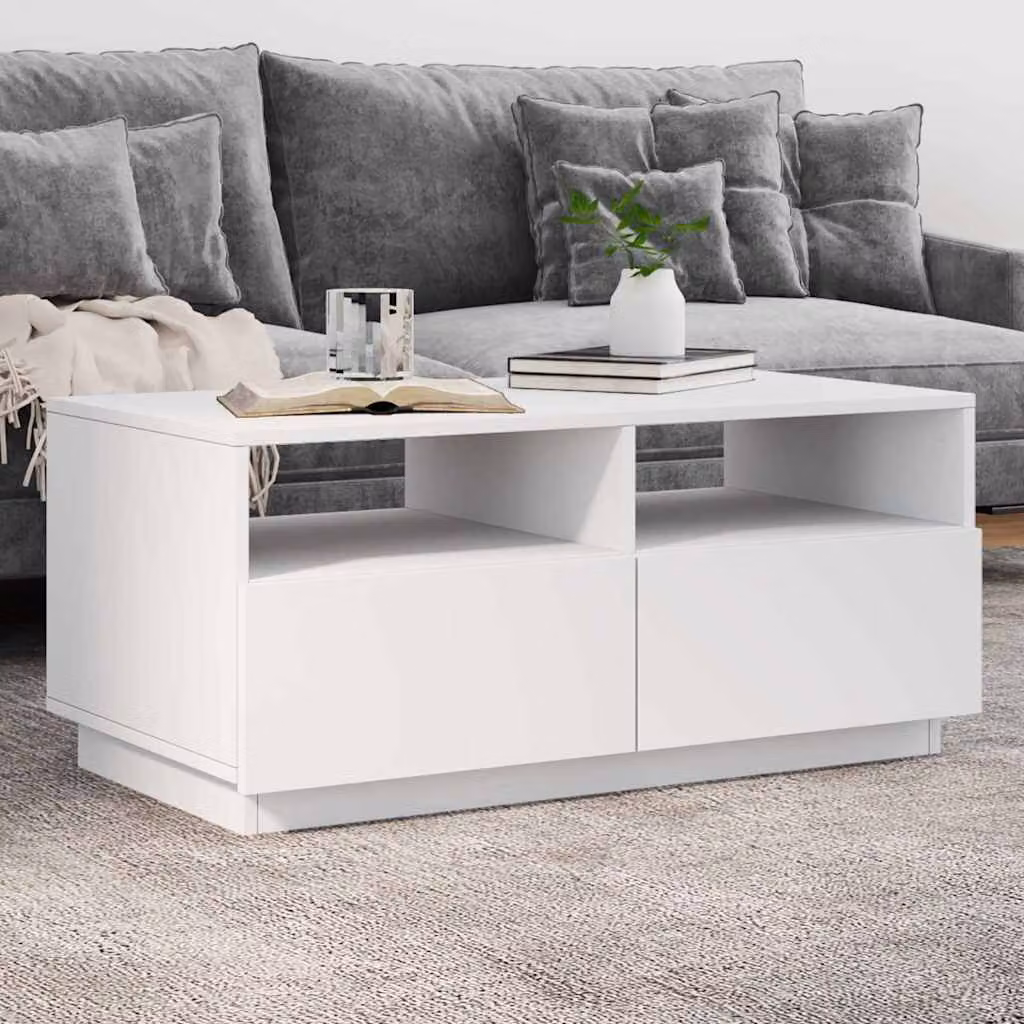 vidaXL Tavolino da Soggiorno Moderno in Legno Bianco L: 90 cm, P: 49 cm, H: 40 cm