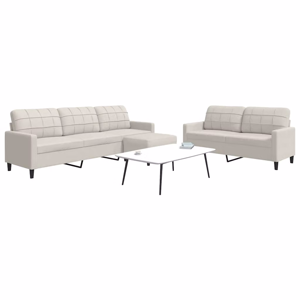 Set di divani moderno vidaXL in velluto beige con pouf e cuscini per soggiorno