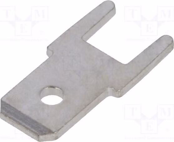 Connettore a lamella: piatto, rettangolare, modello 382508.28 - Terminali saldabili da 4,8 mm, spessore 0,8 mm, in ottone, per montaggio su circuito stampato, stagnato
