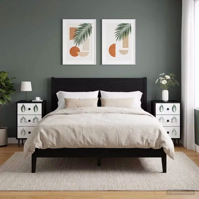 Armadio da Notte HANAU 2 pz Rovere Nero 36 x 33 x 61 cm 8007342
