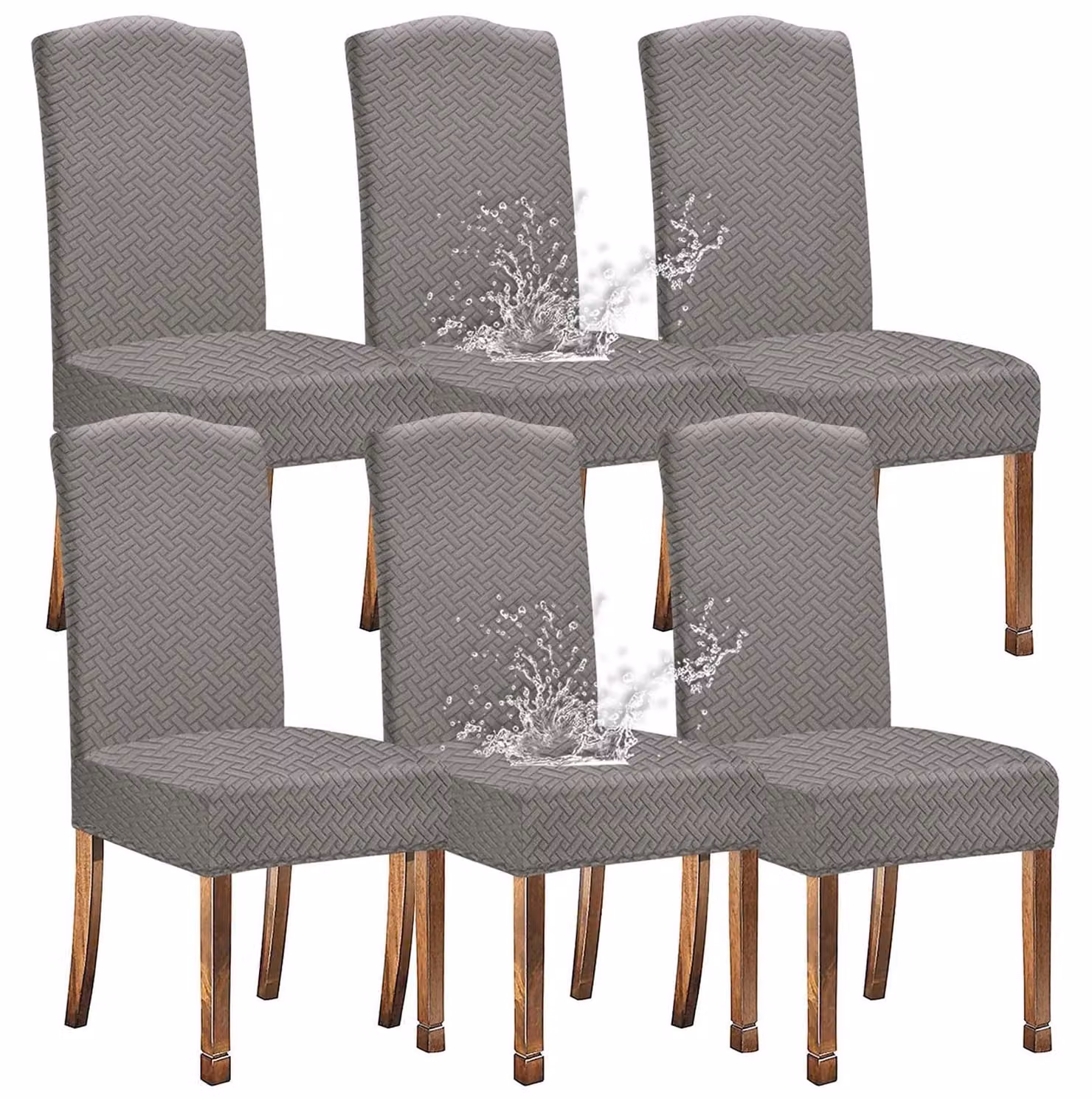 Coprisedie in tessuto jacquard idrorepellente per sedie da pranzo, set da 6