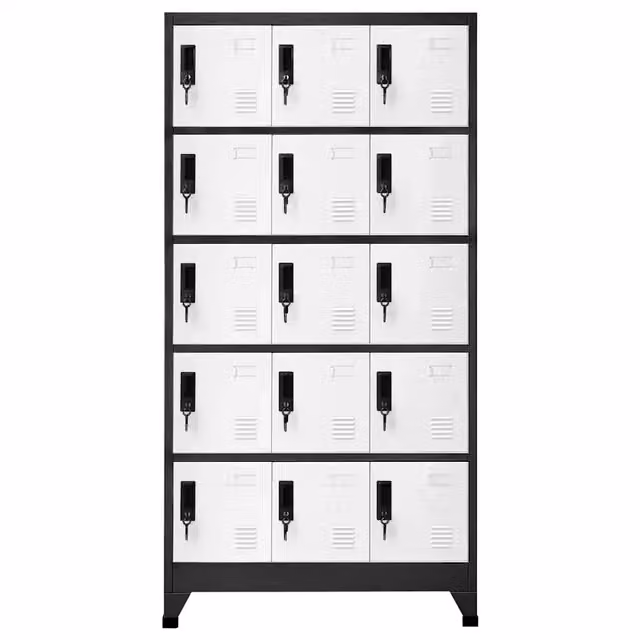 Armadietto moderno vidaXL in metallo con serratura, antracite e bianco, L 90 cm x P 40 cm x H 180 cm – 1