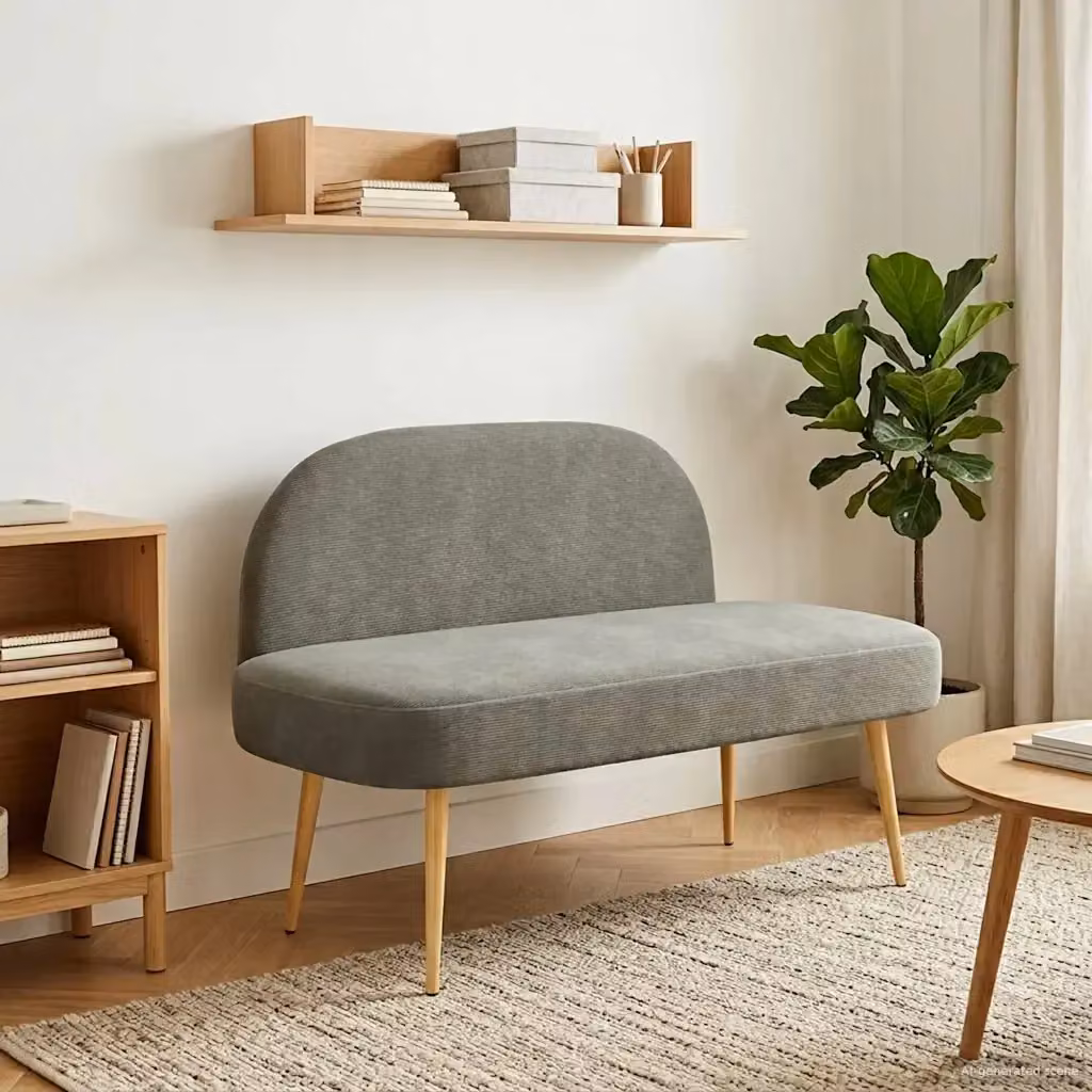 Panchina imbottita con schienale DESIGN IN in tessuto a coste Grigio, L: 110 cm, P: 60 cm, H: 76 cm – 2