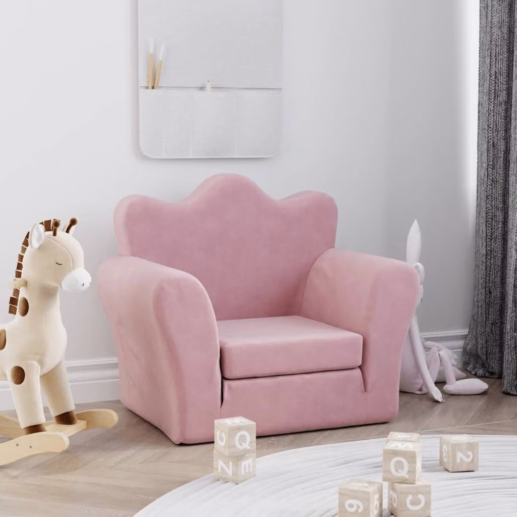 Maison Exclusive - Divano letto per bambini, rosa, in morbido peluche