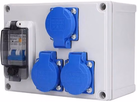 Presa a muro impermeabile per esterni, con 3 poli, grado di protezione IP54, dotata di interruttore automatico