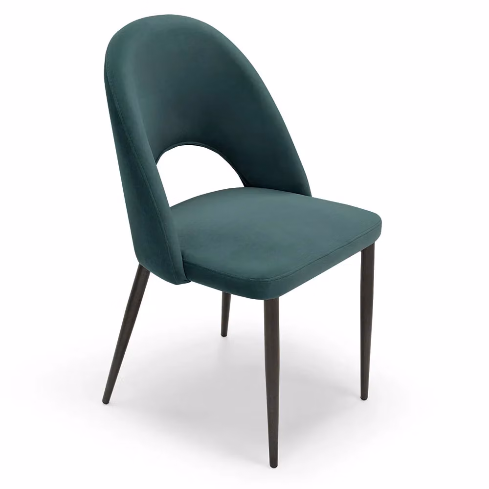 Sedia imbottita per sala da pranzo SOLE Redokasa, design moderno con rivestimento in velluto idrorepellente, colore Petrolio e gambe coniche in metallo – 2