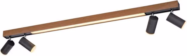 Plafoniera barra legno/nero 5 spot LED 25W Paul Neuhaus