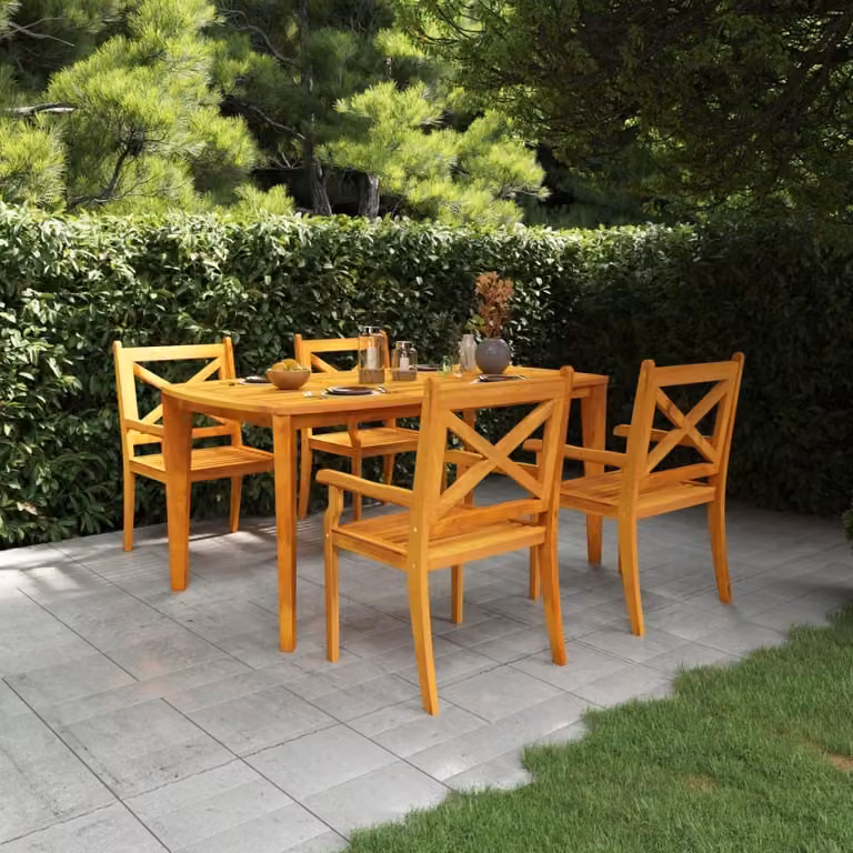 Maison Exclusive - Set da pranzo da giardino in legno massello di acacia, 5 pezzi