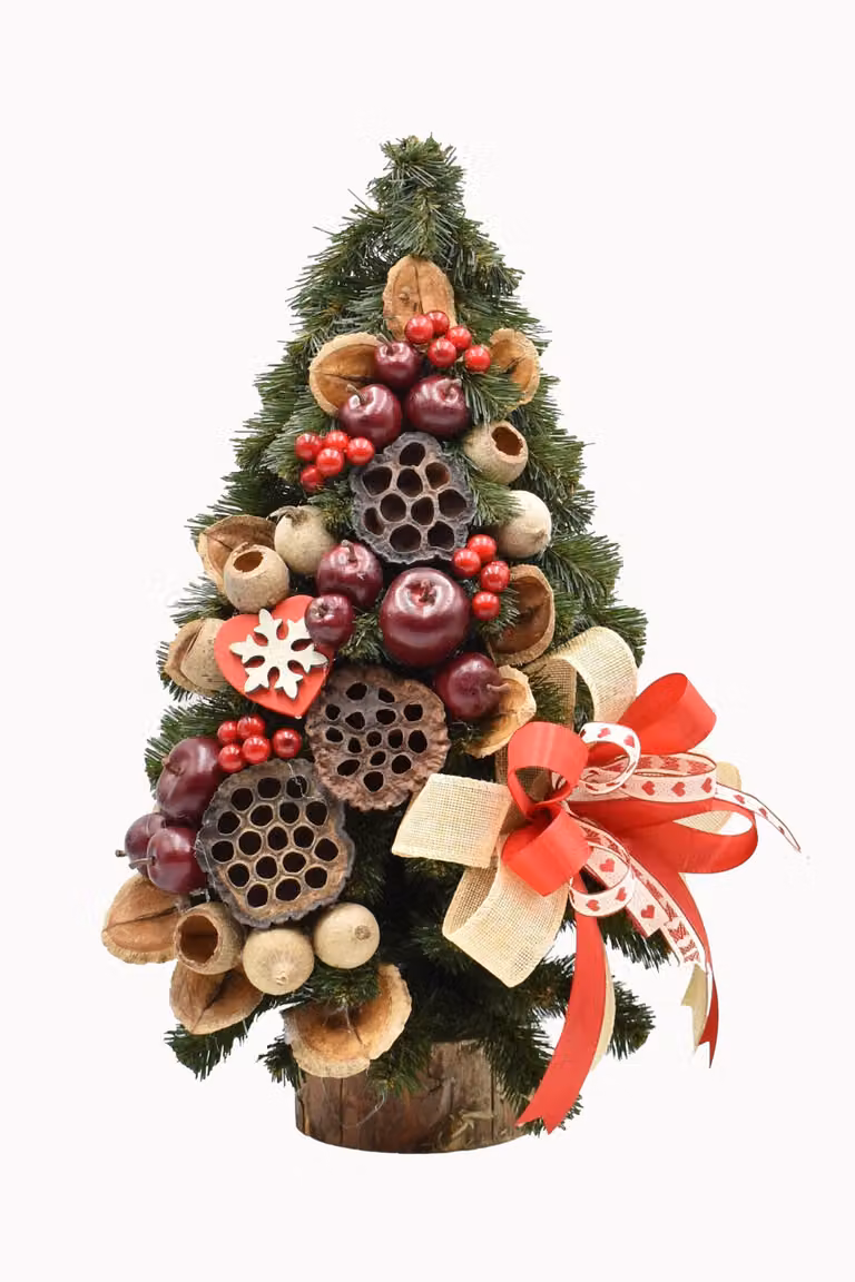 PINUS COMPANY | Albero di Natale - 50 cm - Colori naturali - Fatto a mano - Stile etnico - Decorazione natalizia