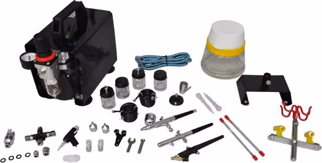 Set compressore aria compressa con kit di pulizia vidaXL, colore nero – 1