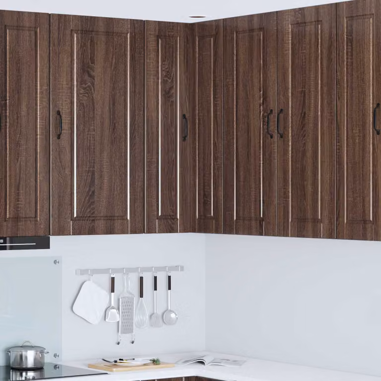Mobile angolare da parete PORTO vidaXL in Rovere Marrone con ante a battente e ripiani interni per cucina