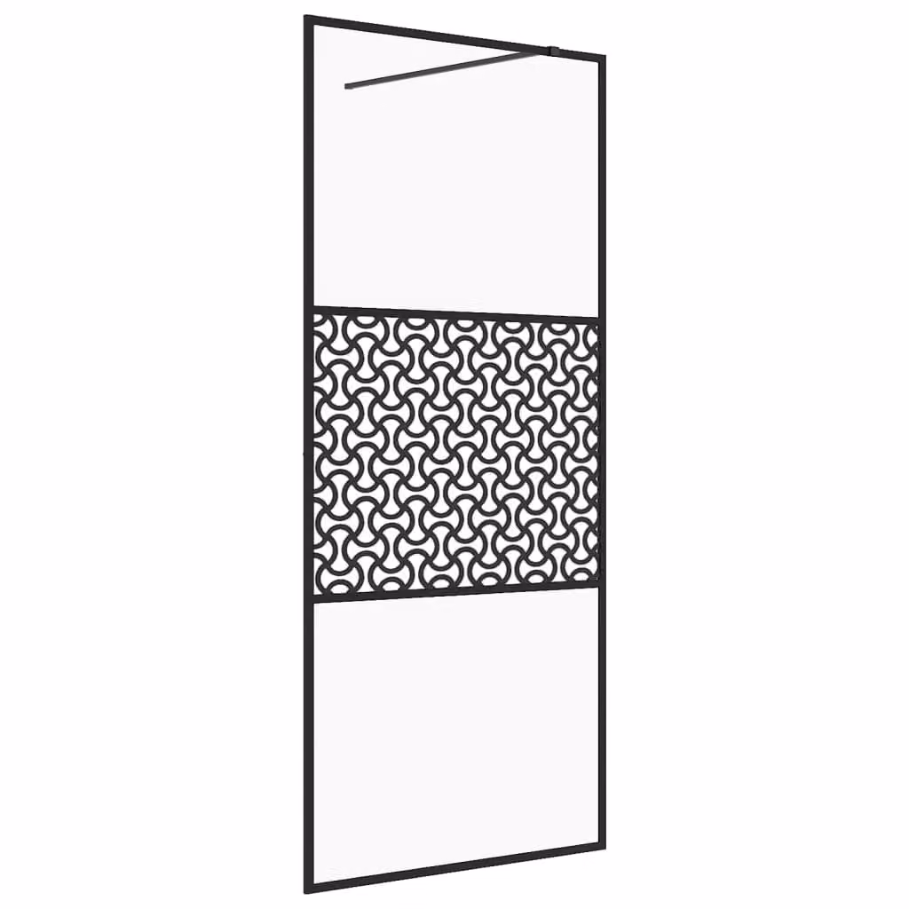 Parete per Doccia Walk-in Vetro Trasparente ESG 80x195 cm Nera