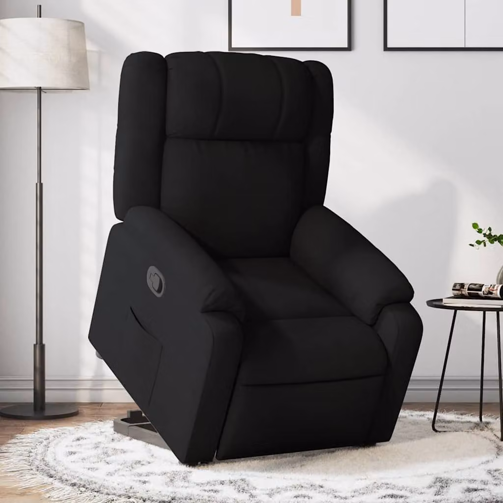 Poltrona Alzapersona Reclinabile vidaXL Nera in Tessuto con Assistenza Elettrica per Senior – 1