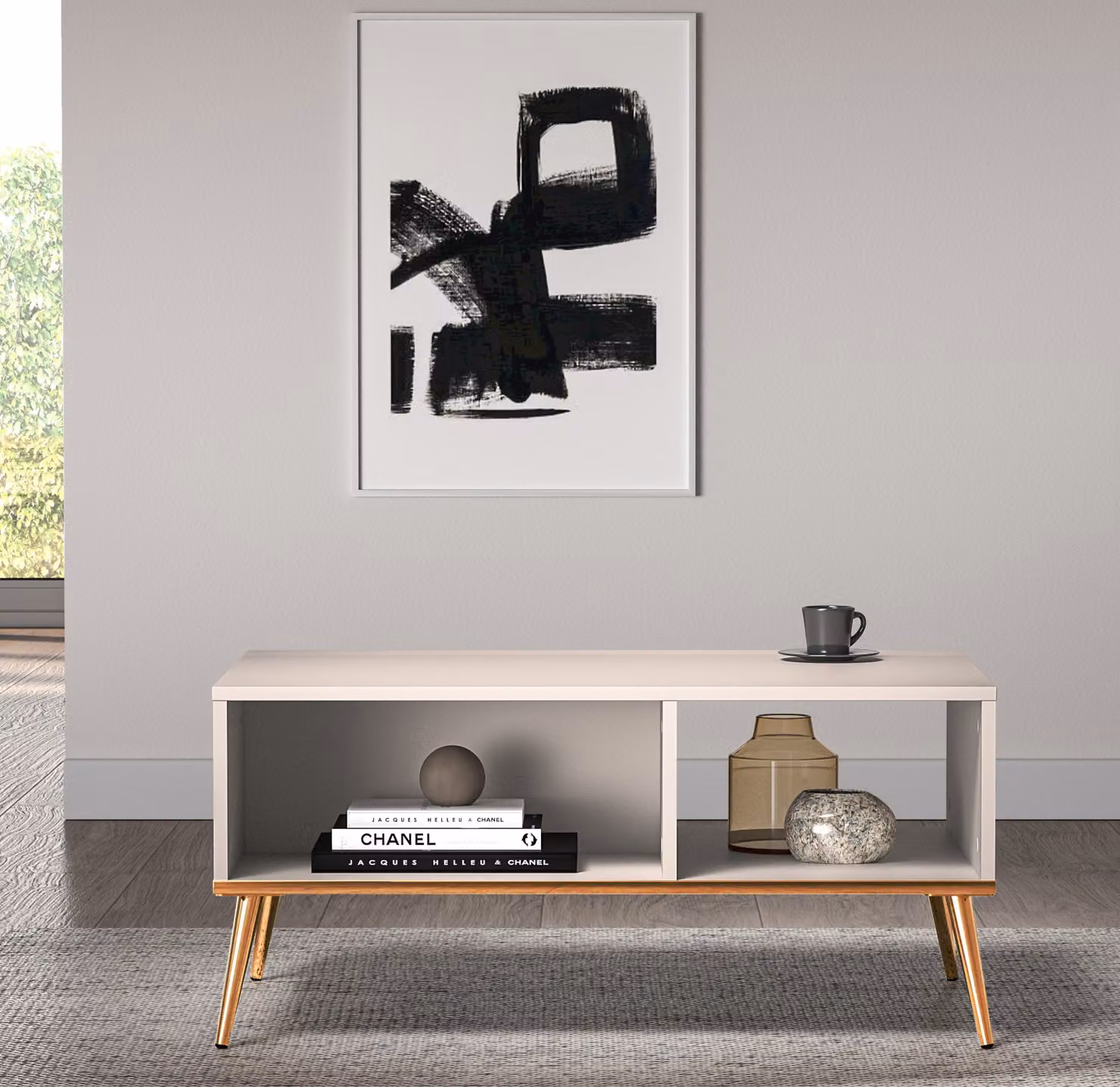 Tavolino LUNA - beige / oro