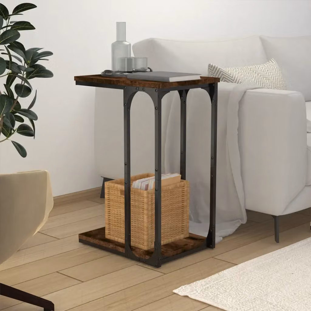 Tavolino da soggiorno vidaXL in legno e metallo marrone stile industriale L/P/H: 40 x 30 x 60 cm