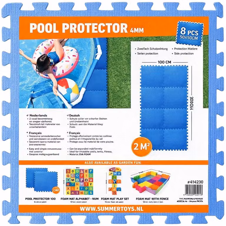Set di piastrelle per piscina NEUSTANLO, 8 pezzi | Tappetini protettivi per fondo piscina 50x50 cm | Sistema a incastro tipo puzzle da 4 mm | Antiscivolo e idrorepellente | Base per piscine fuori terra e vasche idromassaggio | Blu