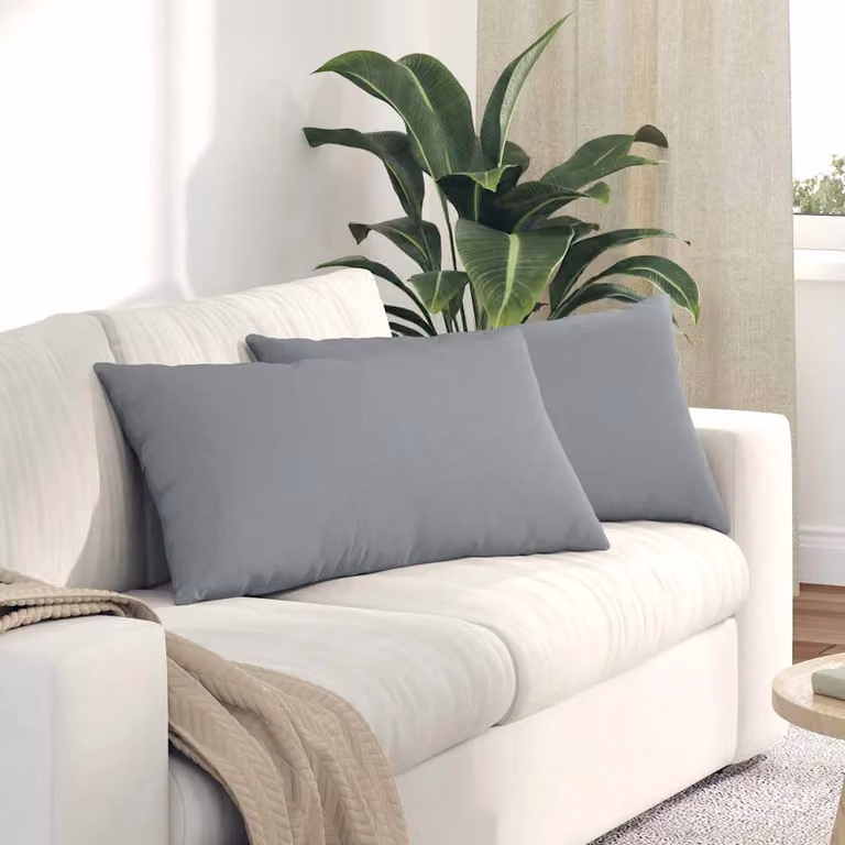 Set di 2 cuscini da divano vidaXL in tessuto grigio con rivestimento rimovibile, L 80 cm x P 40 cm x H 40 cm