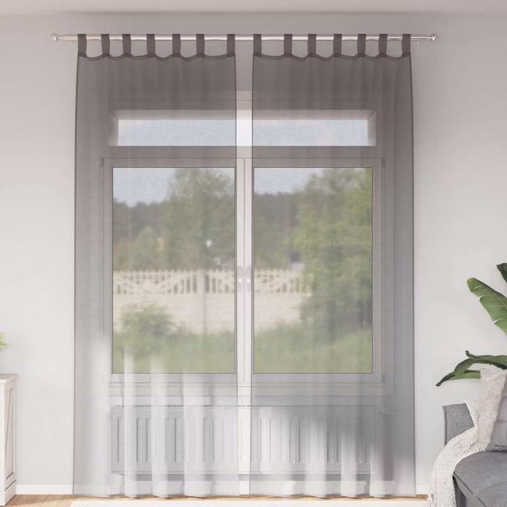 Set di 2 tende semitrasparenti in voile vidaXL, colore grigio, L: 140 cm, H: 260 cm