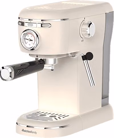 Macchina da caffè Melchioni Family Aromatica Plus 3 in 1, compatibile con capsule Nespresso, cialde E.S.E. o caffè in polvere, 1100 W, 15 bar, serbatoio acqua 1,2 L, con montalatte, Bianco