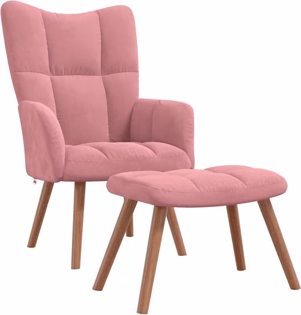 Poltrona Relax | Sedia Relax con Poggiapiedi Rosa in Velluto