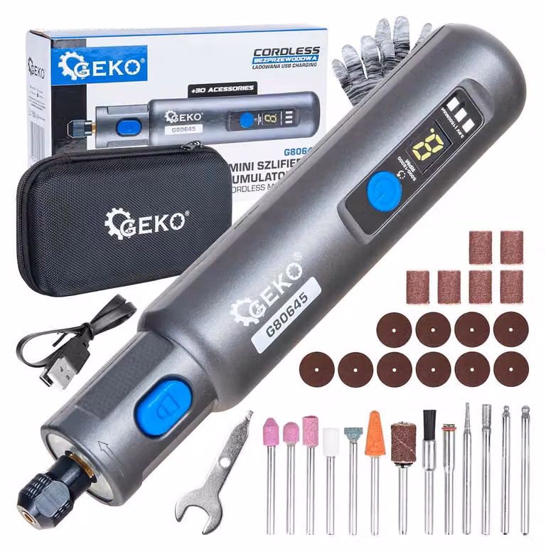 Mini smerigliatrice a batteria con accessori, 3.6 V, 1500 mAh Geko