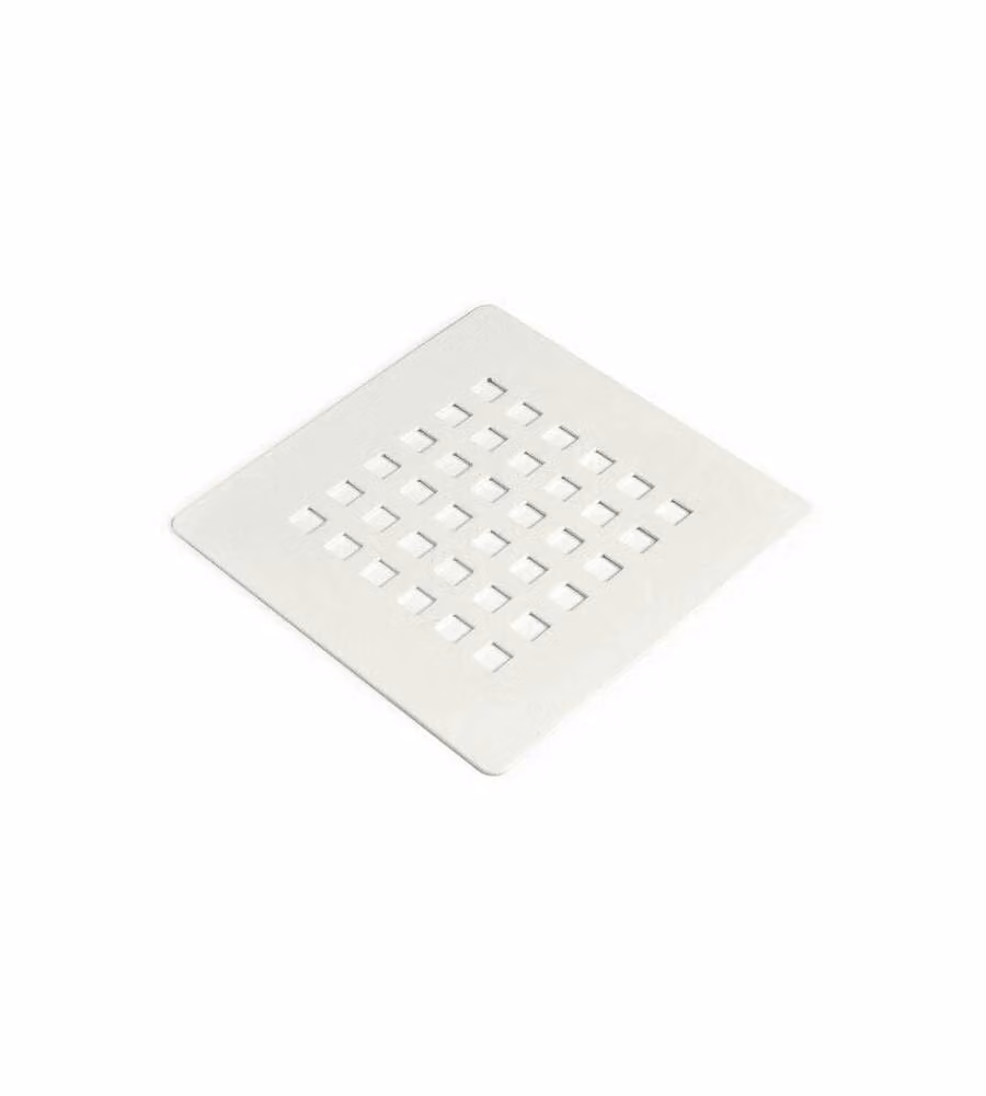 Griglia di Scarico Doccia 132x132mm Bianco Acciaio Inox