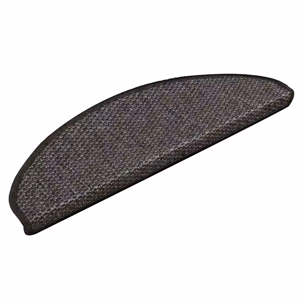 Set di 15 Tappeti Autoadesivi per Scale con Aspetto Sisal Antracite, Antiscivolo e Assorbente, L 65 cm x P 21 cm x H 5,3 cm – 2