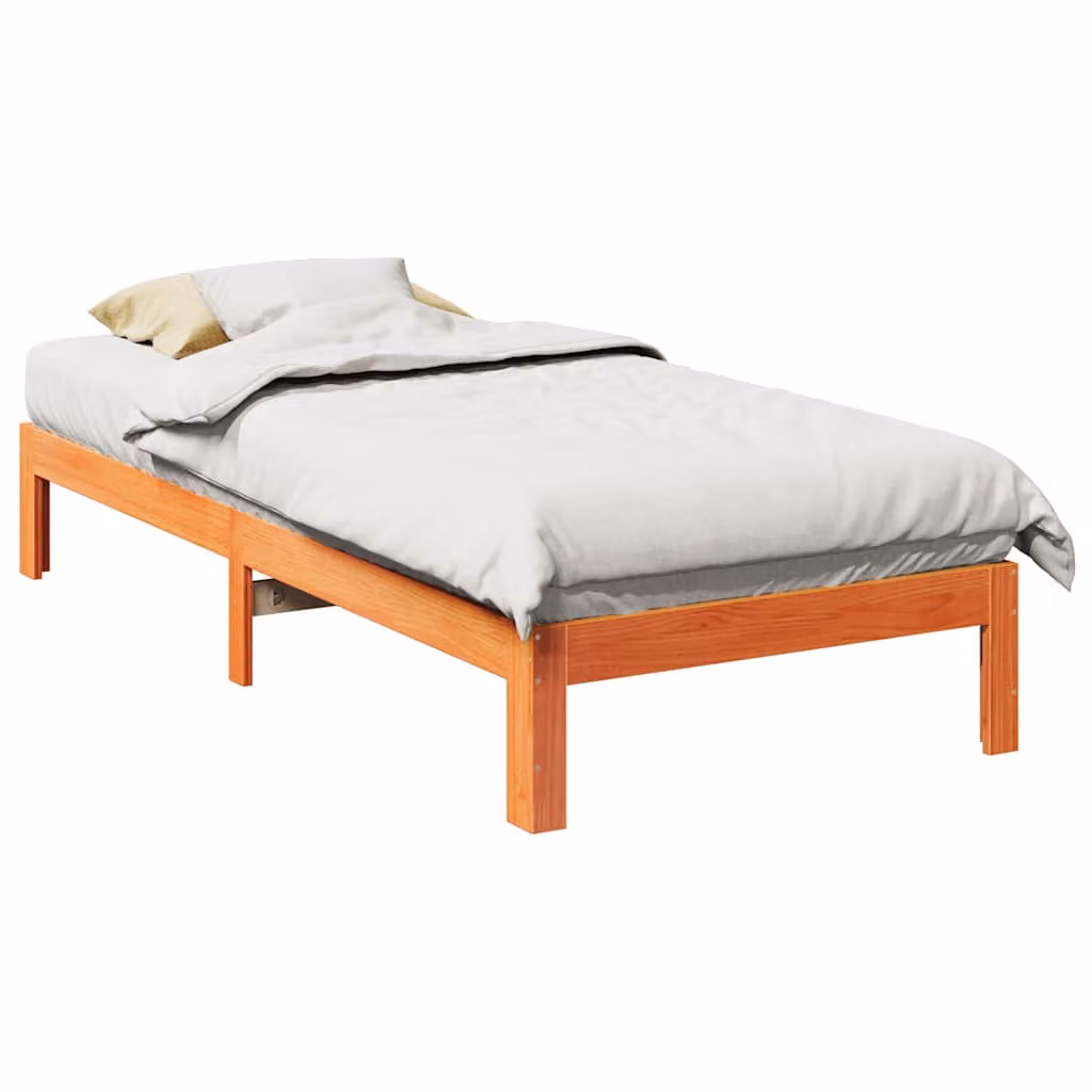 Letto in legno di pino vidaXL color marrone cera con doghe fisse L 80 cm x P 200 cm x H 203,5 cm