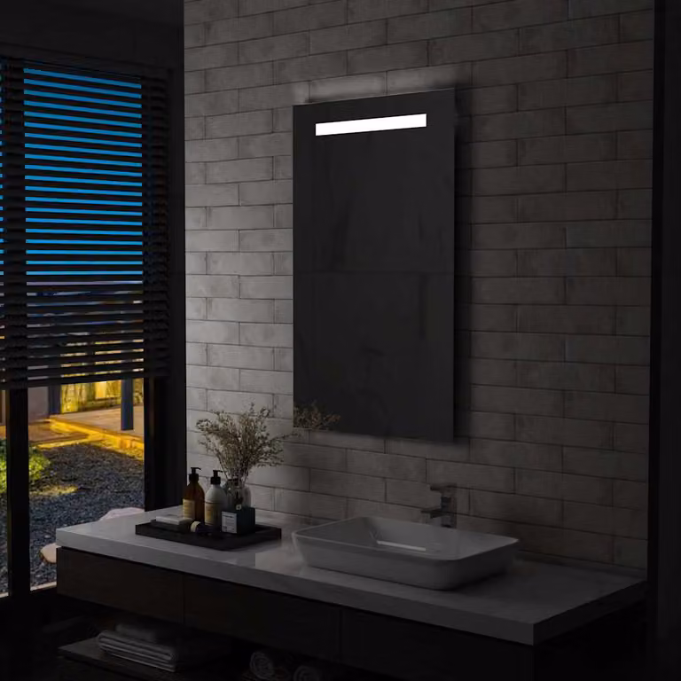 Specchio da parete moderno con LED vidaXL, disponibile in argento o nero, L: 60 cm, H: 100 cm