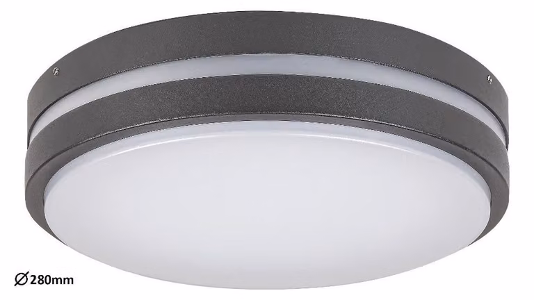 Rabalux 8848 Plafoniera per esterni Hamburg, 12W, 4000K, 900lm, bianco antracite, rotonda, bianco neutro, ø280mm