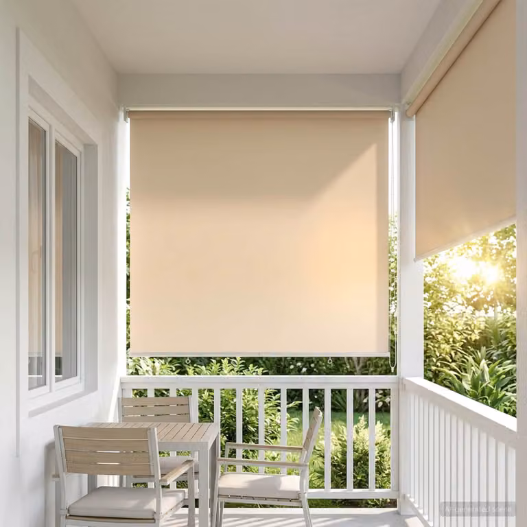 Tenda da sole a rullo vidaXL con protezione UV in poliestere, Beige, L: 140 cm, H: 120 cm