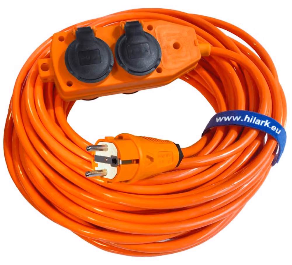 Cavo di prolunga PUR, tipo H07BQ-F, 3x2,5, con distributore multiplo, lunghezza 20 metri