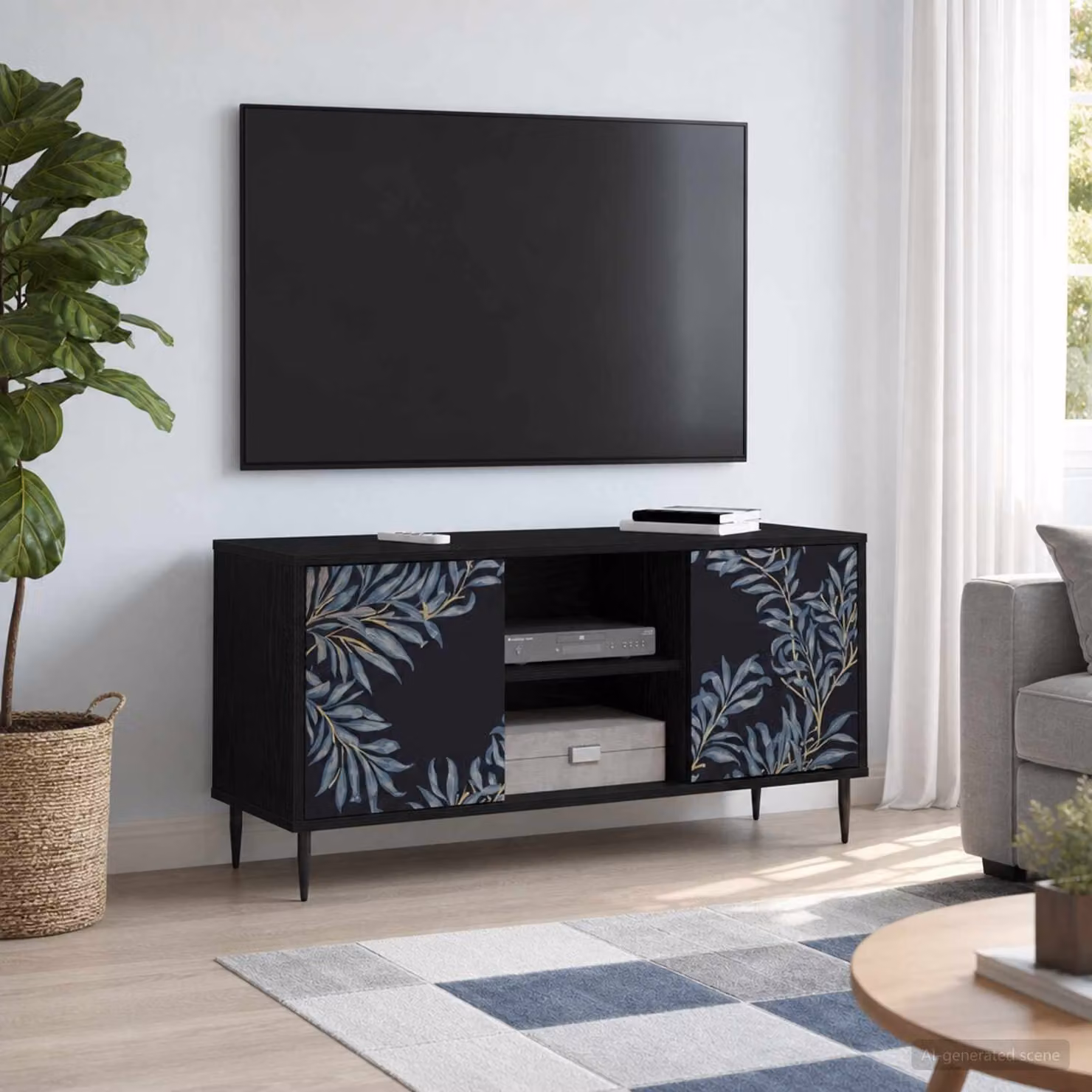 Mobile TV vidaXL DOKKUM in Rovere Nero, L 102 x P 33 x H 51 cm