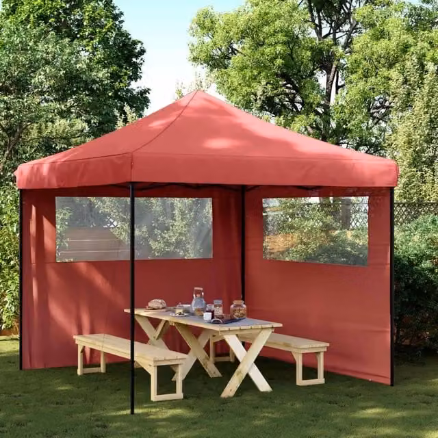 Tenda da festa Party-Tenda in tessuto Oxford e PVC, colore rosso e bianco, L/P/H: 292 x 292 x 315 cm – 1