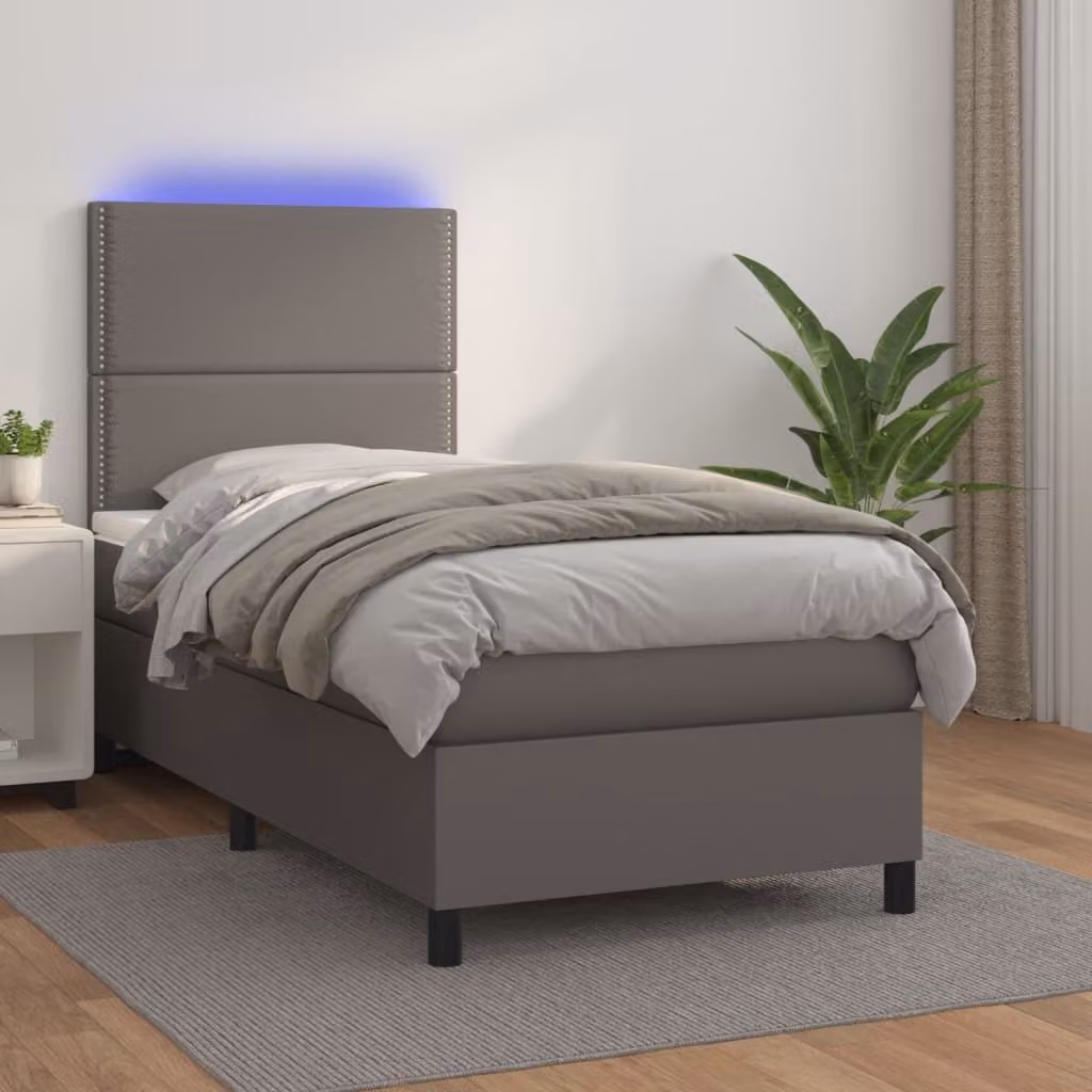 Maison Exclusive - Giroletto Molle con Materasso e LED Grigio 100x200cm Pelle finta